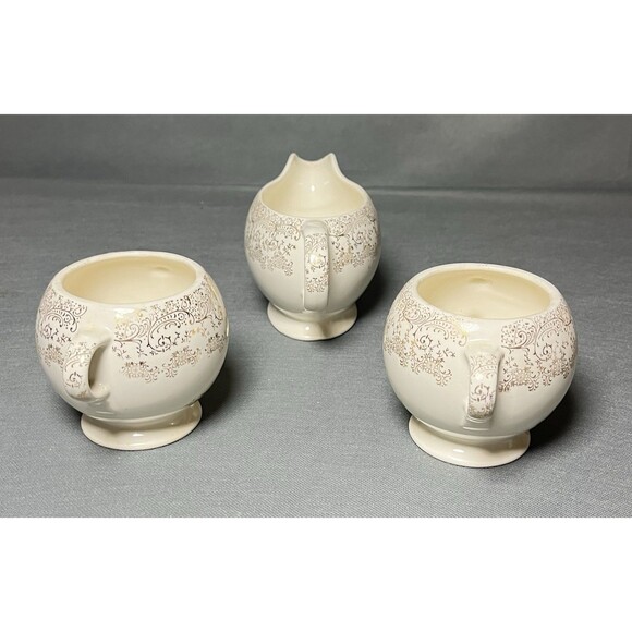 Sugar and Creamer Set Royal China Rose Glory 22 Kt Gold Union Made-Set 3-1950s - Picture 5 of 13